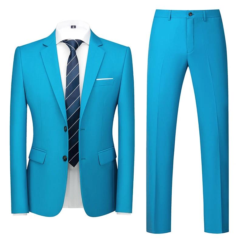 2025 nouveau solide deux boutons costumes de mariage ensemble pour hommes, 15 couleurs disponibles a