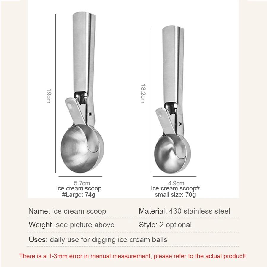 Cuillère à glace à double usage en acier inoxydable, cuillère à glace multifonctionnelle pour fruits