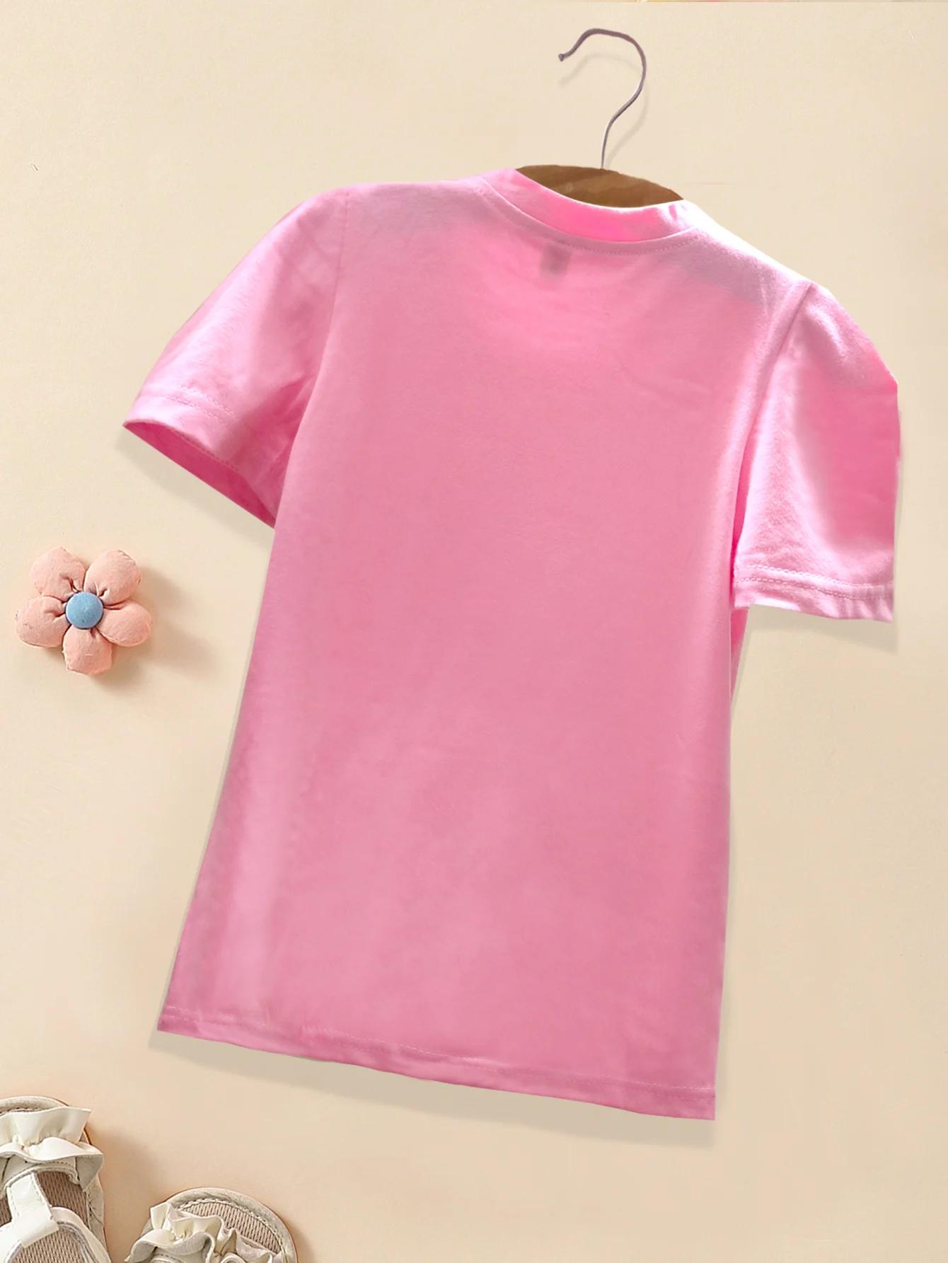 T-shirt d'été pour filles, imprimé lettres, avec nœud, coupe ample, long, pour enfants de 3 à 12 ans