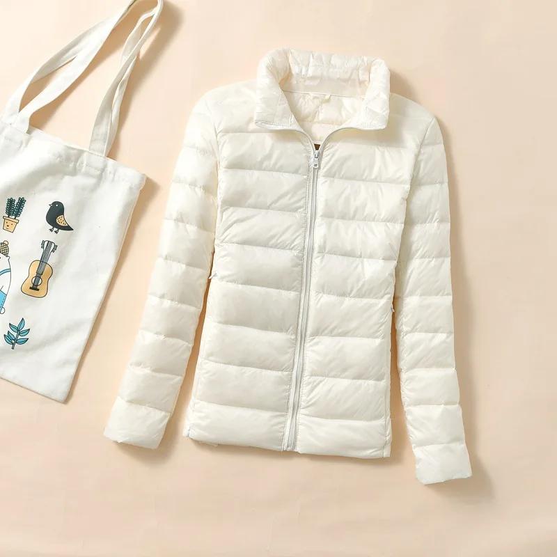 Femmes léger court matelassé canard doudoune plume bouffante Parkas Plus pardessus coupe-vent hiver 