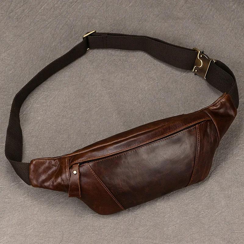 Sacs de poitrine en cuir pour hommes, sac à bandoulière lancé pour homme, sac de taille masculin, sa