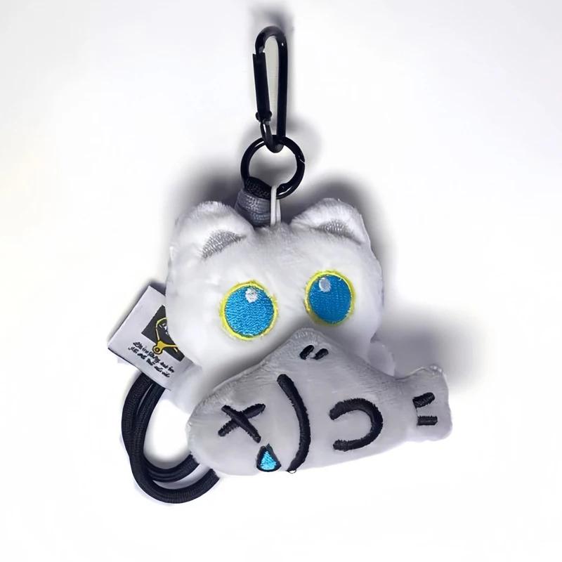 Porte-clés en peluche chat noir mignon, chaton de dessin animé, pendentif de poupée en peluche douce