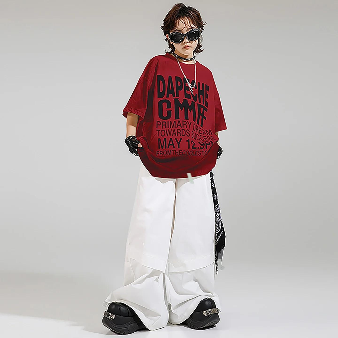 Vêtements Hip Hop pour filles, T-shirt noir, short blanc pour garçons, tenues de danse de rue, stree