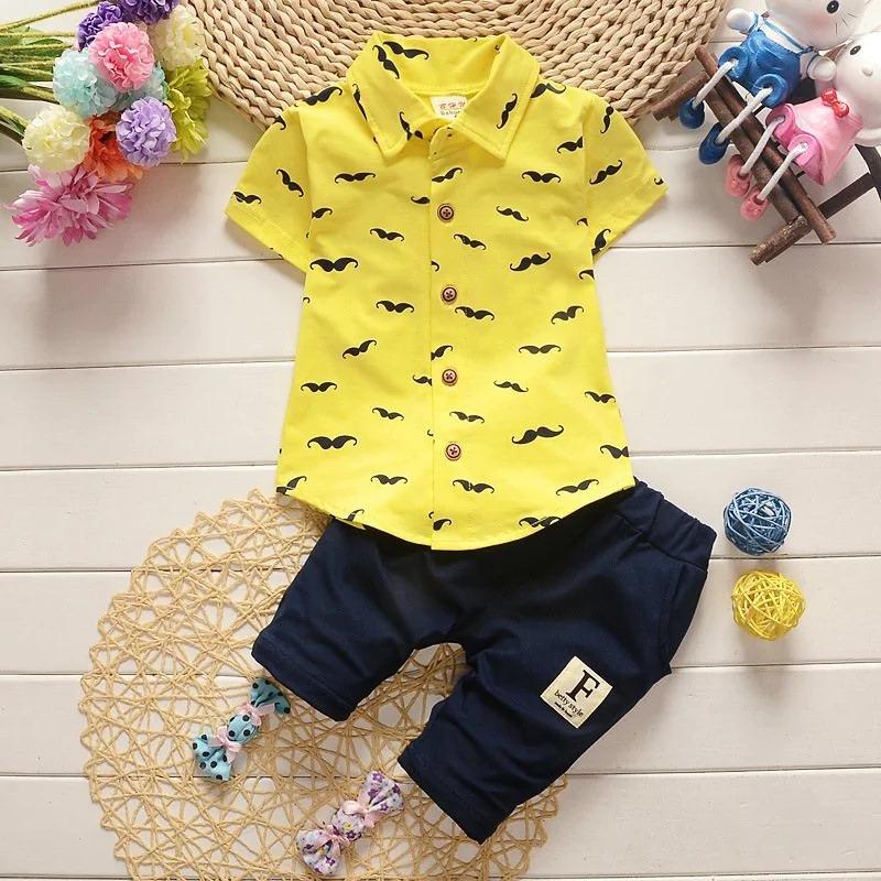 Costume d'été pour garçon, chemise imprimée à manches courtes + Short, en coton, vêtements mignons p