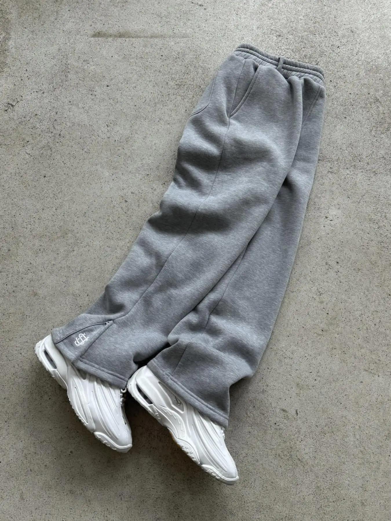 Nouveau pantalon Y2K personnalisé avec fermeture éclair sur les jambes, broderie, style hip-hop, jog