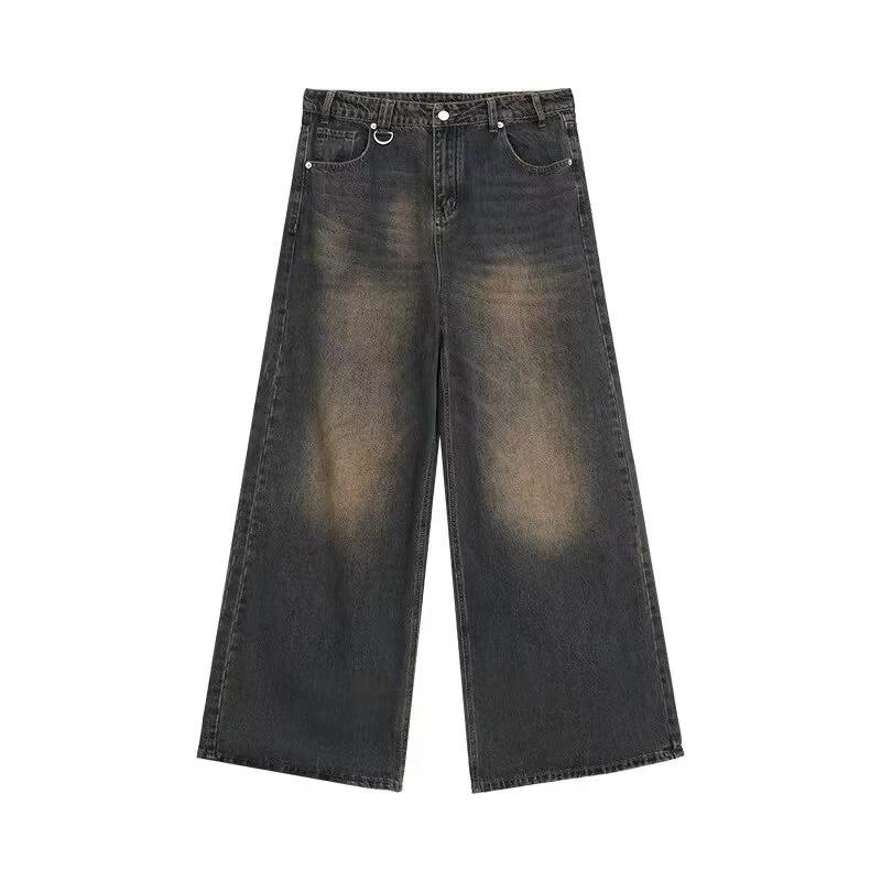 Été hommes Baggy jean unisexe Vintage Style américain droit jambe large Denim pantalon marque de mod