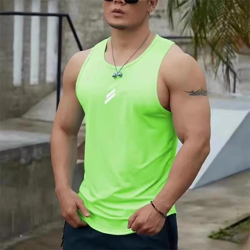 Maillot de corps en maille à col rond pour hommes, débardeur décontracté, gilet d'entraînement à séc