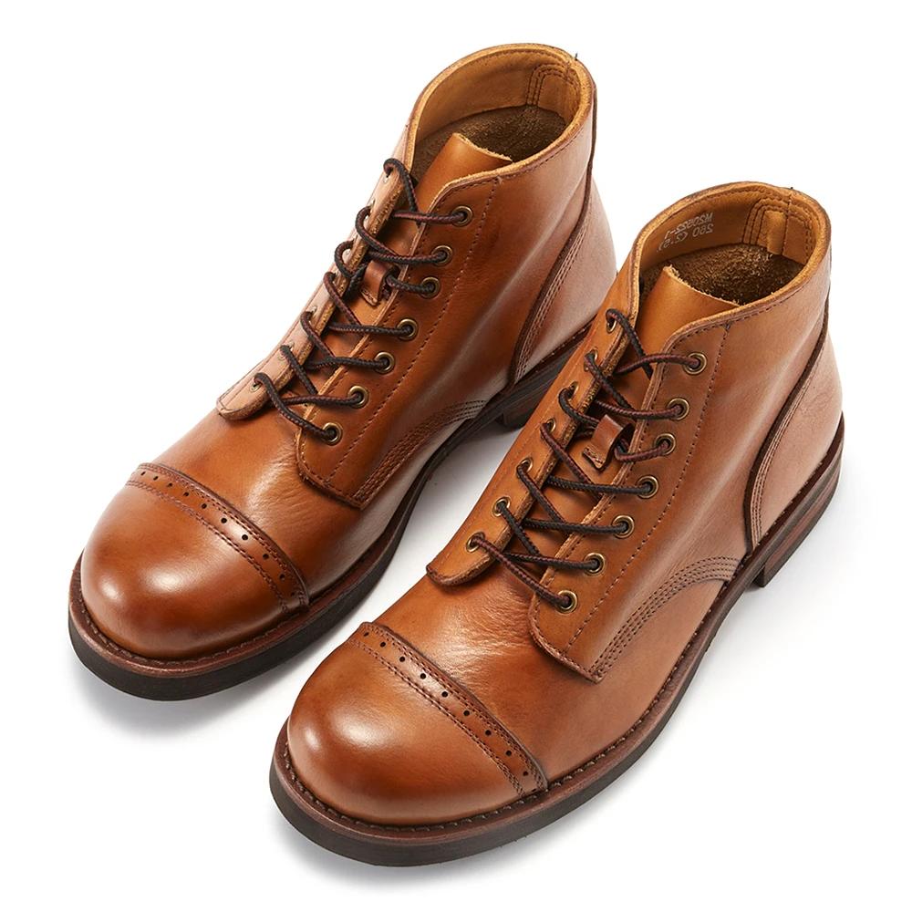 Bottes de Combat en cuir véritable pour hommes, chaussures de luxe, élégantes, faites à la main, poi