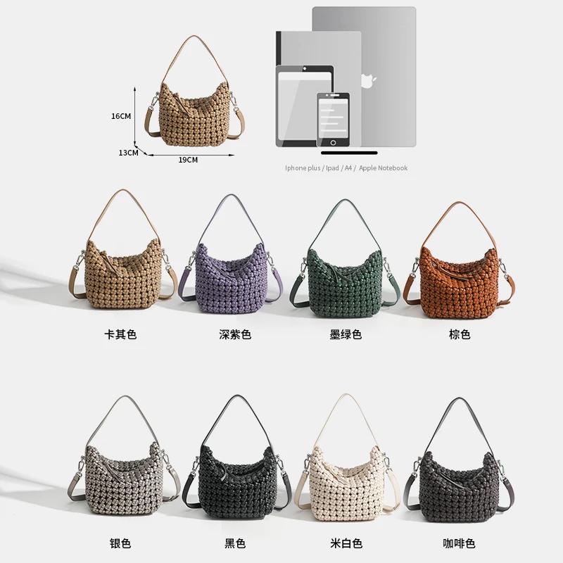 Kazrvna-Sacs fourre-tout tissés en PU pour femmes, sacs hobo de taille moyenne, pochette bon marché,