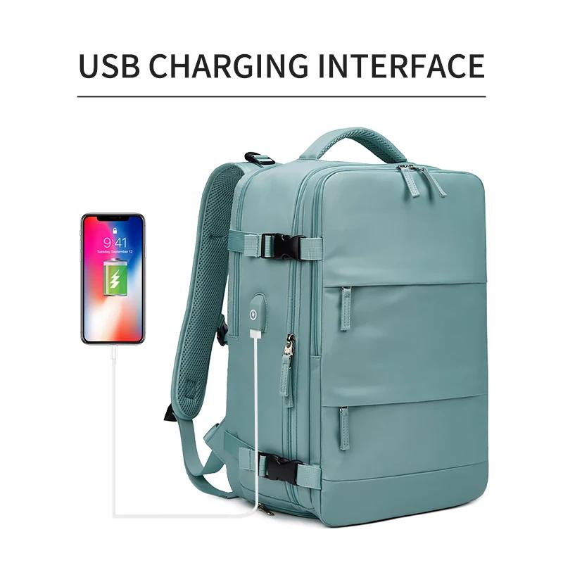 Femmes sac à dos pour ordinateur portable 15.6 pouces adolescente USB charge école sac à dos sac à c