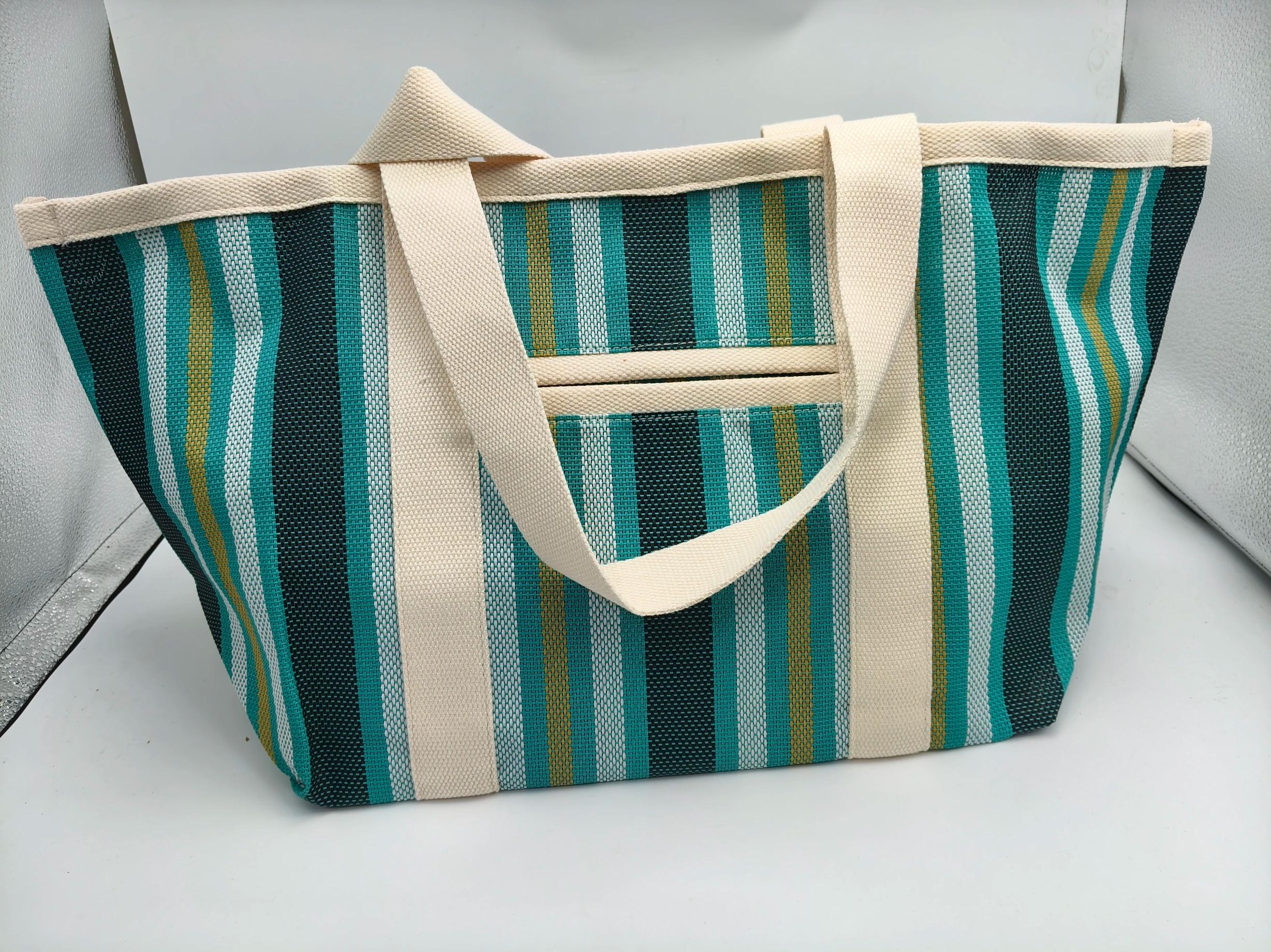 Sac à bandoulière rayé de couleur de haute qualité, grande capacité, sac de rangement, sac de shoppi