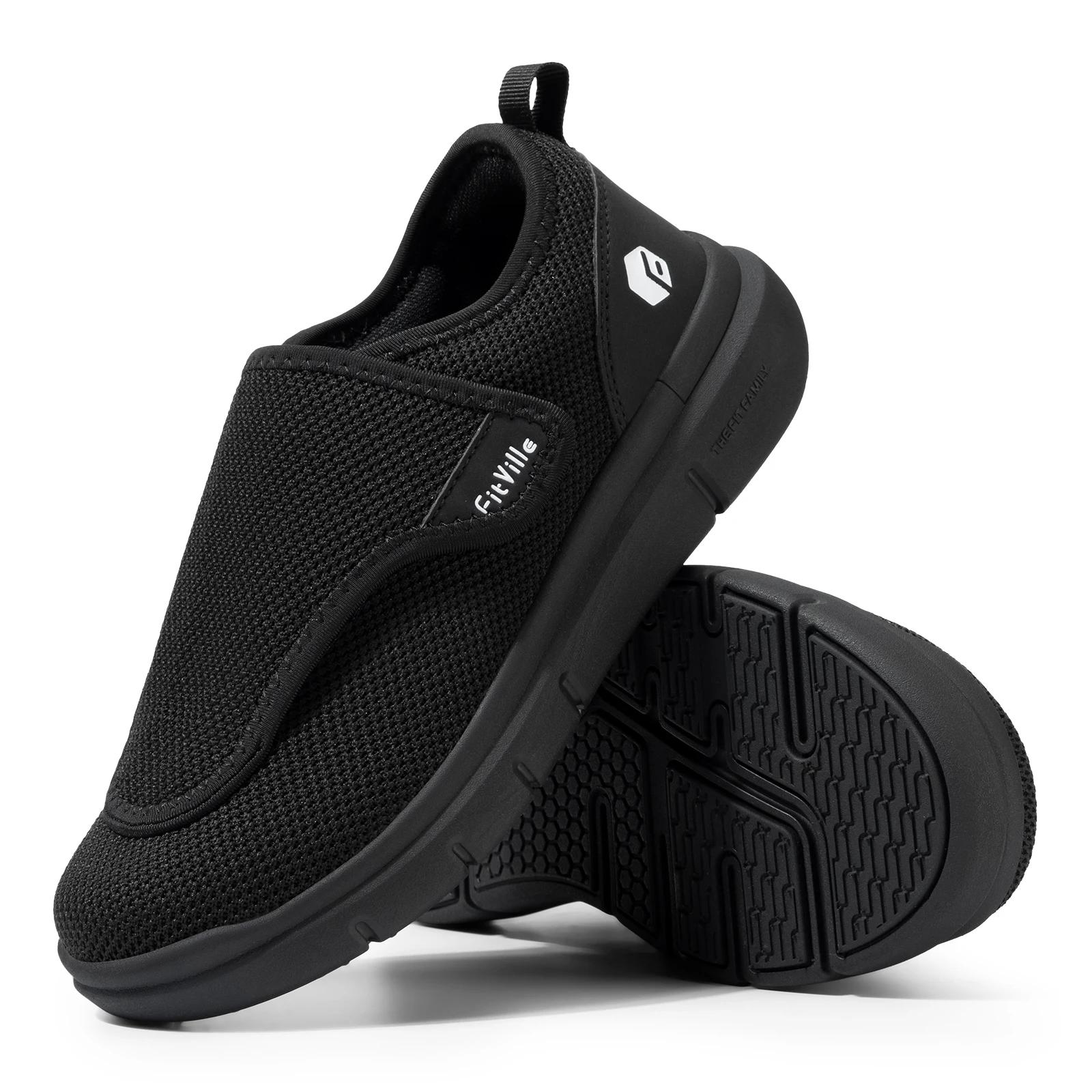 FitVille chaussures pour diabétiques Extra larges pour hommes pour personnes âgées pieds orthopédiqu