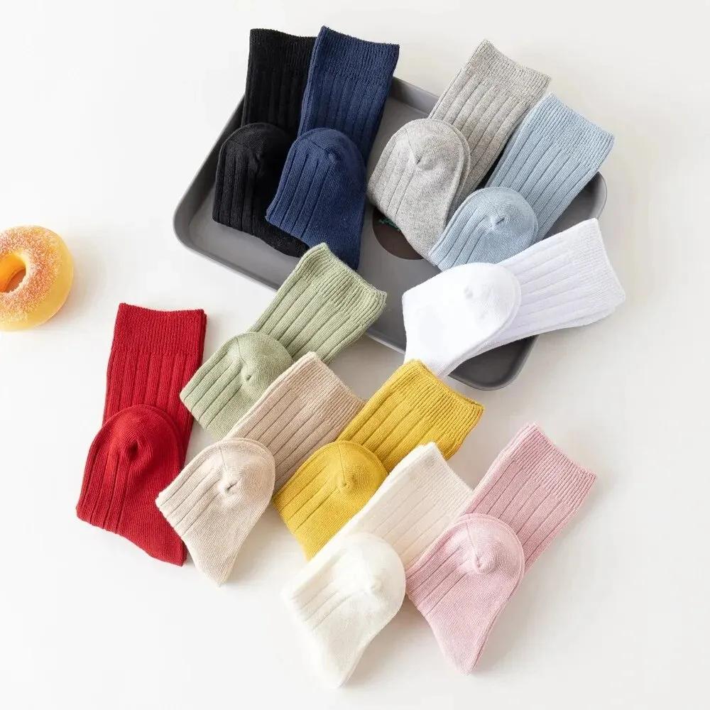3 paires/lot bébé genou chaussettes hautes enfants filles garçons doux coton longue chaussette migno