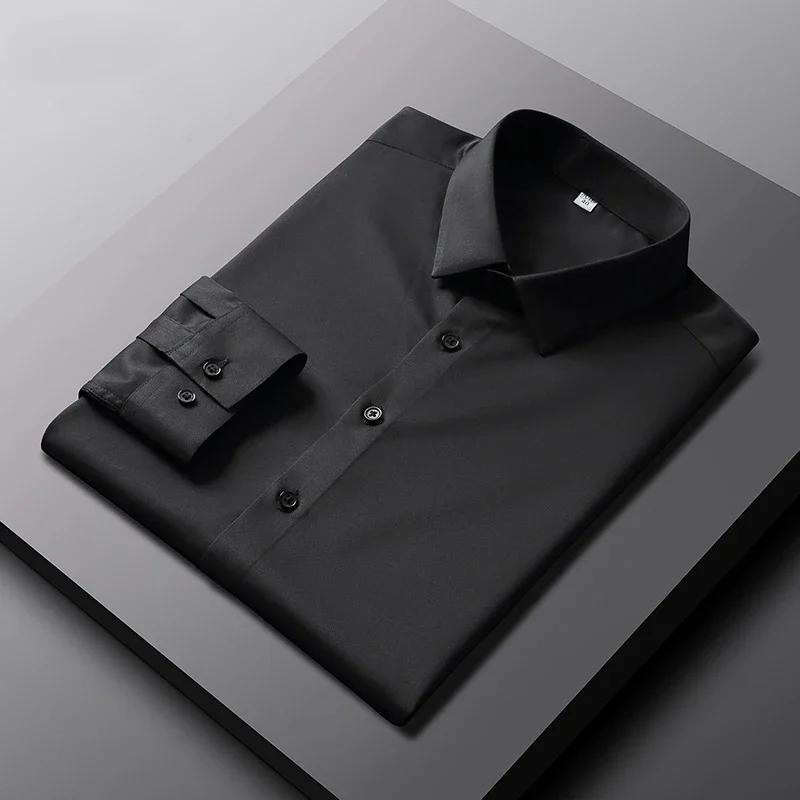 Chemise à manches longues pour hommes, couleur unie, décontractée et à la mode, haut d'affaires sans