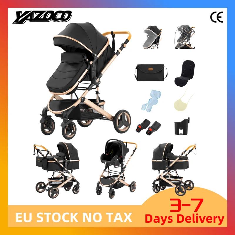 Poussette de luxe 3 en 1 pour bébé, portable, pliable, avec cadre en aluminium, pour nouveau-né et n