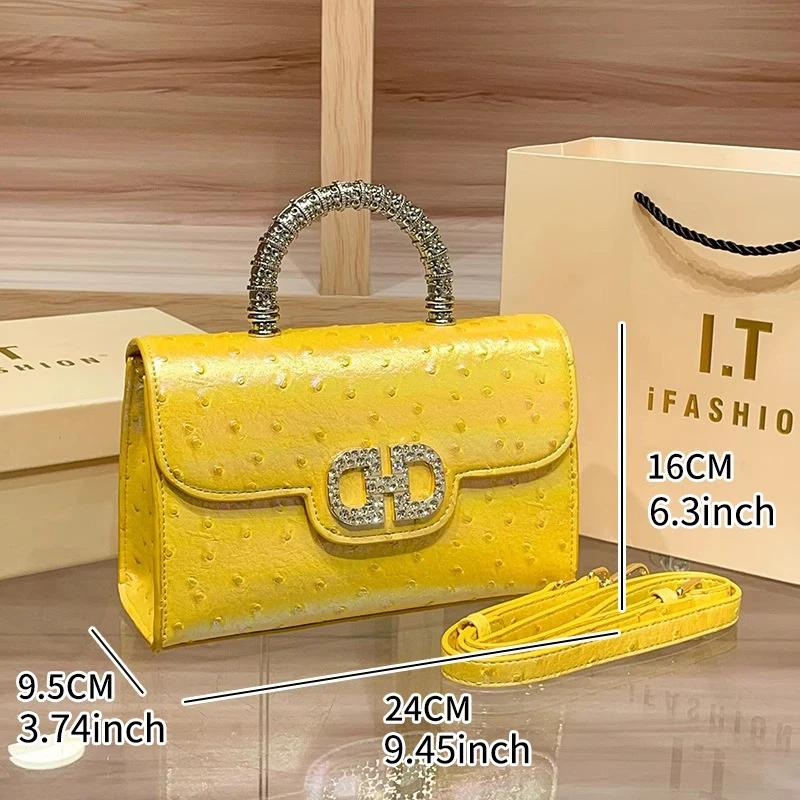 Nouveau sac à main sous les bras à motif d'autruche pour dames, sac à bandoulière léger de luxe incr