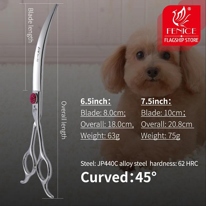 Fenice Pink Diamond Screw Pet Ciseaux super incurvés 45 °   Ciseaux de toilettage pour chiens de com