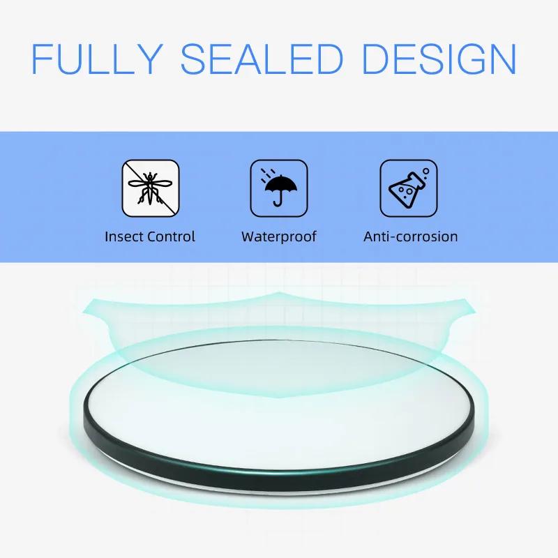 Plafonnier Bambou Led Rond Étanche De 18W, 30W,40W,Decken Lampe Led Luminaire De Plafond Pour Cuisin