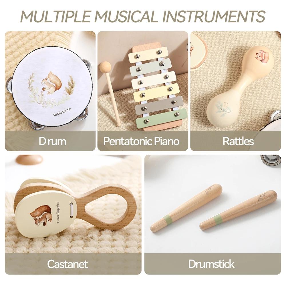 Instruments de musique Montessori musique bébé 0 12 mois jouets tambour Xylophone enfants début éduc