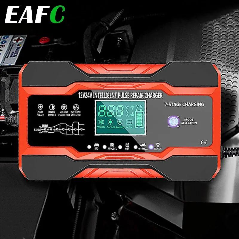 Chargeur de batterie de voiture numérique entièrement automatique, réparation d'impulsions, AGM, GEL