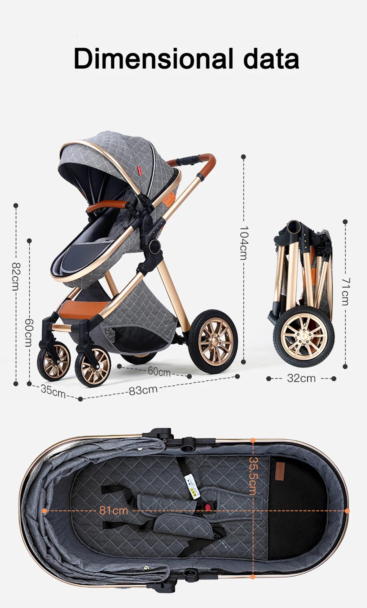 Landau de voyage Portable de luxe 3 en 1, poussette pour bébé, haute paysage, poussette de voyage po