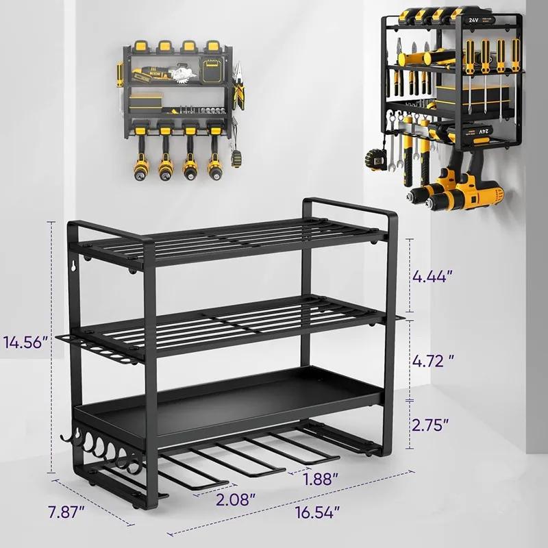 Organisateur d'outils électriques, support mural, étagère à outils en métal robuste, cintre de perce