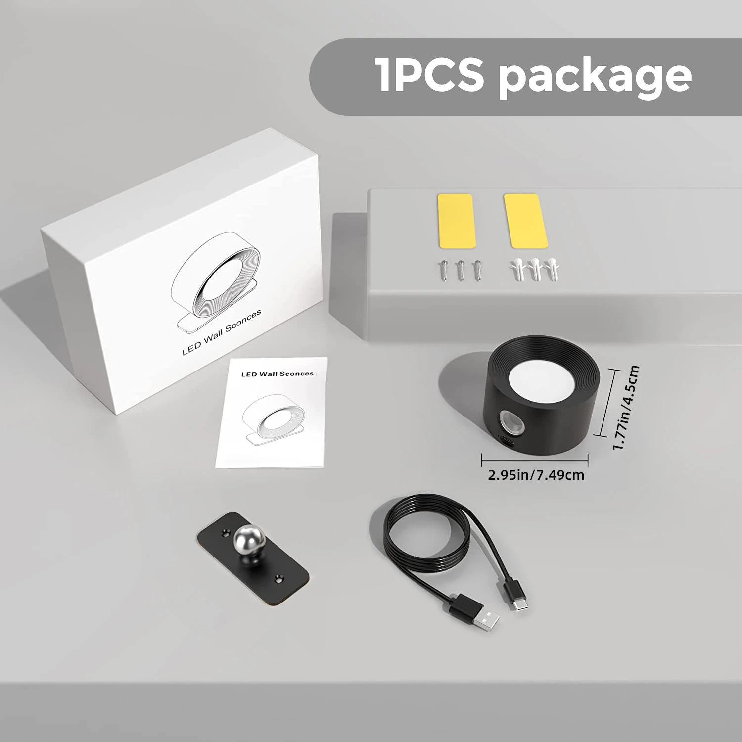 Murale Interieur, Lampe Murale Touch LED avec Port de Charge USB Contrôle Tactile, 3 Niveaux de Lumi