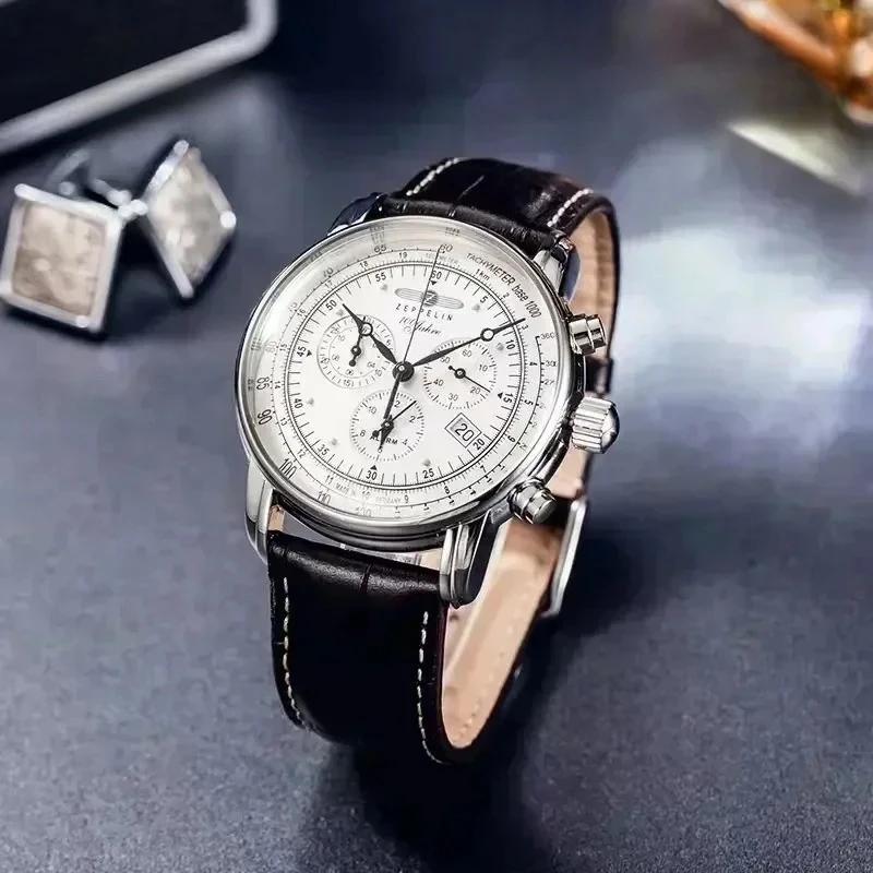Nouvelle montre-bracelet automatique Zeppelin 2026 avec date, chronographe à trois aiguilles, multif