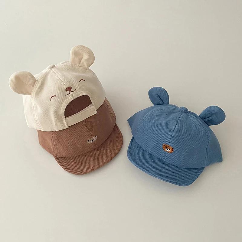 Dessin animé ours oreille bébé canard langue casquette solide coton enfants doux bord casquette de b