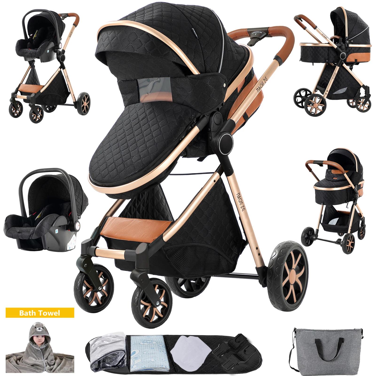 Poussette Bébé 3 en 1 Pliable Légère avec Dossier Réglable et Capote pour Nouveau-né, Idéale pour le