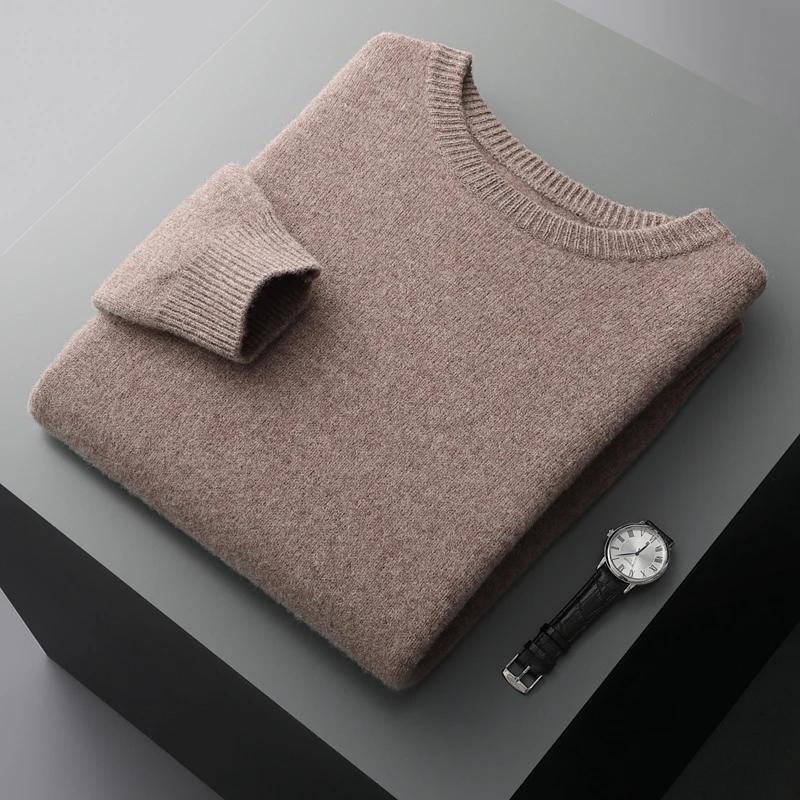 Pull en laine pour hommes, col rond, ample, couleur unie, chemise à bascule épaisse, nouvelle collec