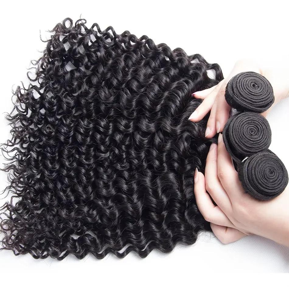 Extensions de Cheveux Humains Brésiliens Remy Longs, Couleur Naturelle, Bundles Profonds, 1/3/4 Pièc
