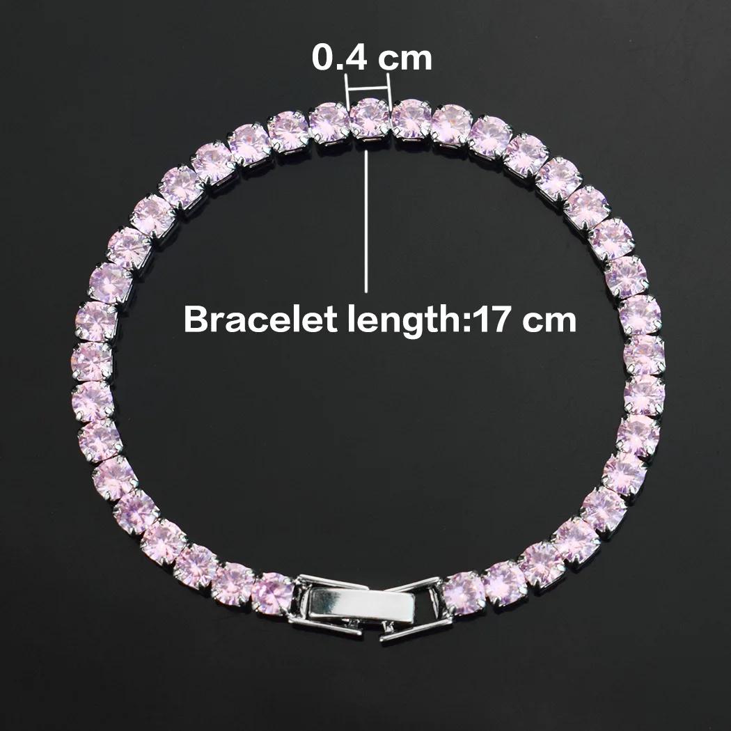 Bracelet de Tennis en Zircon Micro-incrusté de 4mm pour femmes, nouveaux hommes, accessoires de bijo
