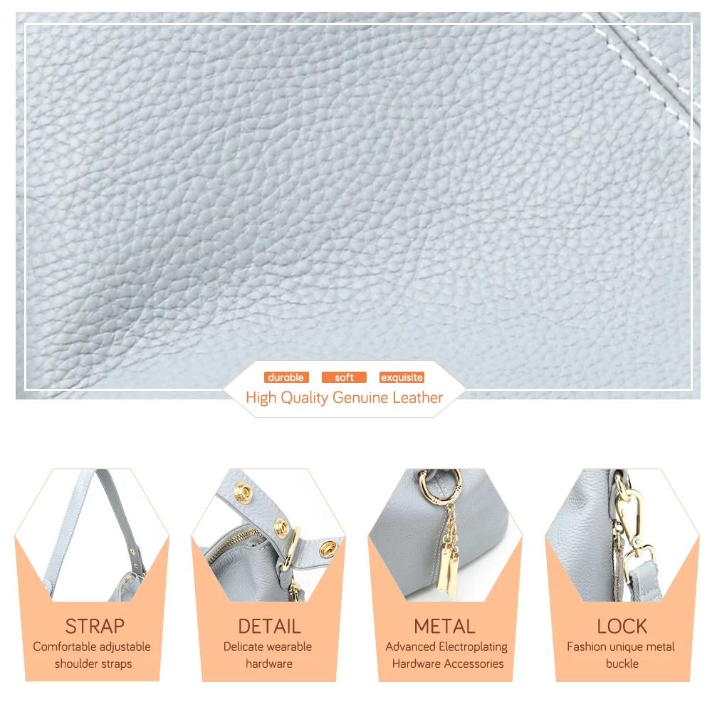 Zency – sac à bandoulière en cuir véritable pour femmes, nouvelle mode, avec pompon en métal, sacoch
