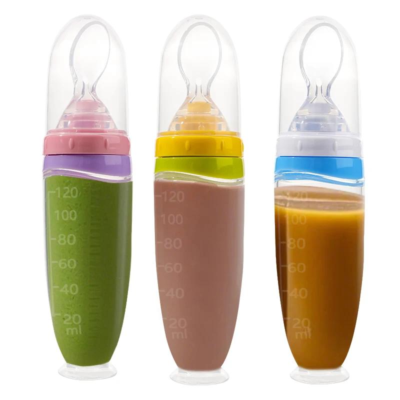 Mangeoire à presser en Silicone liquide pour bébé, 120 ml/4oz |   Distributeur de purée de fruits et