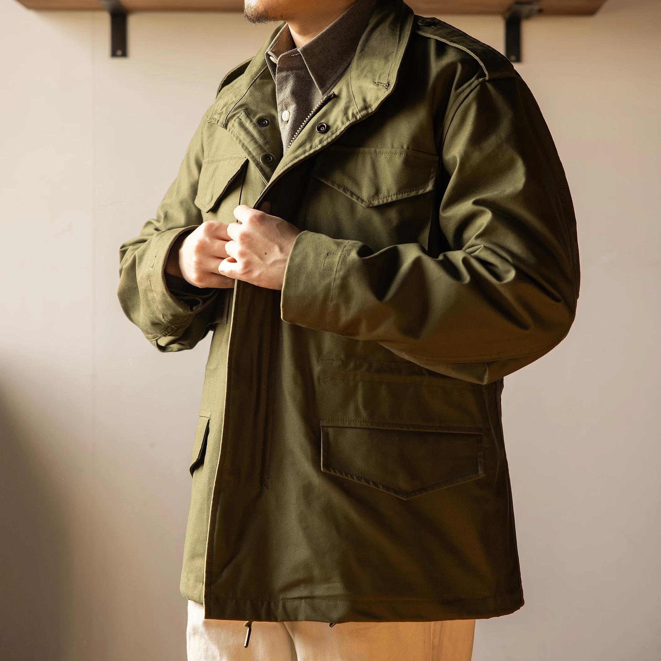Veste militaire classique faite à la main, coton rouge Tornado, réédition de la taille américaine, h