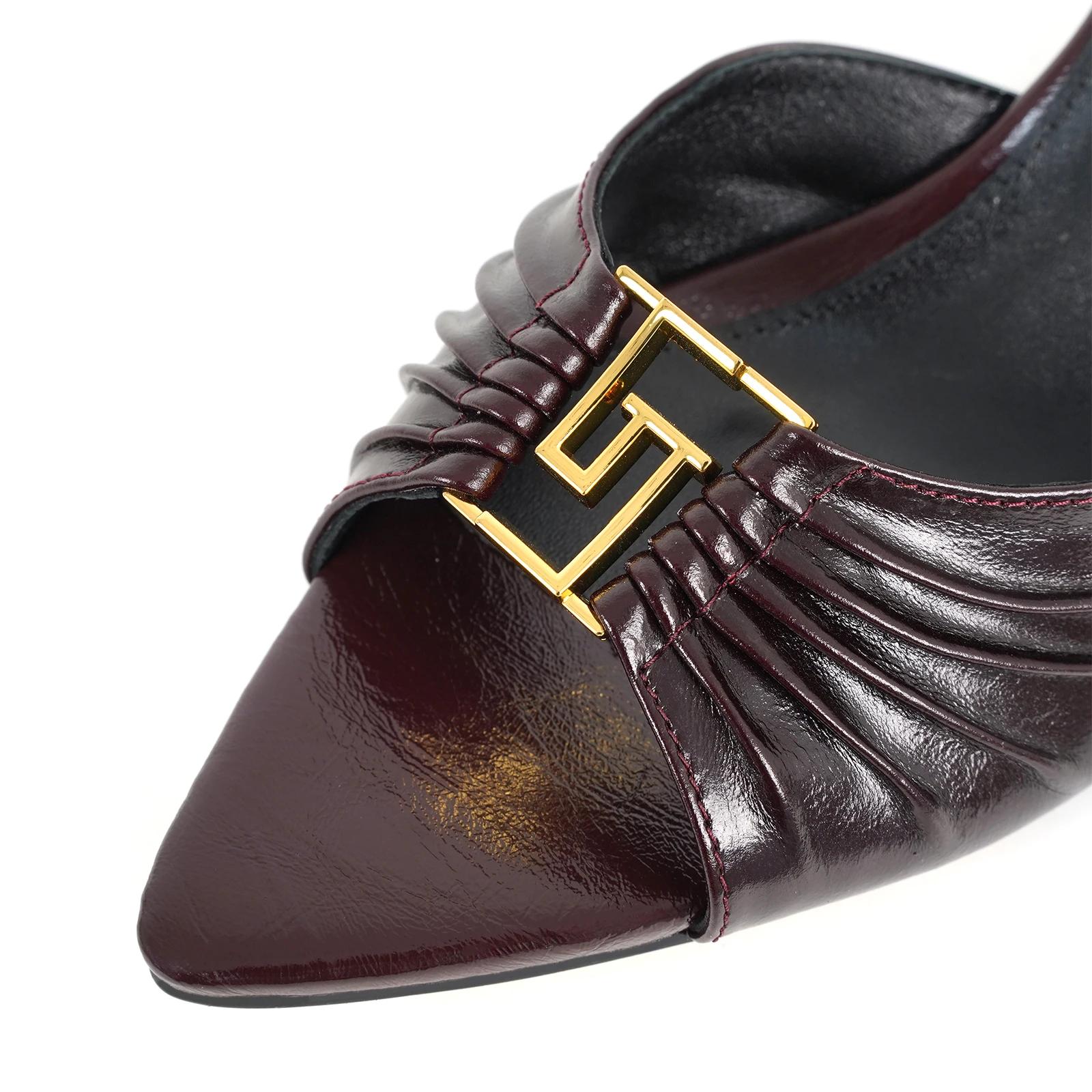 2025 nouvel été loisirs de plein air bout ouvert talons hauts GJ marque 6CM Sexy huile cuir métal bo