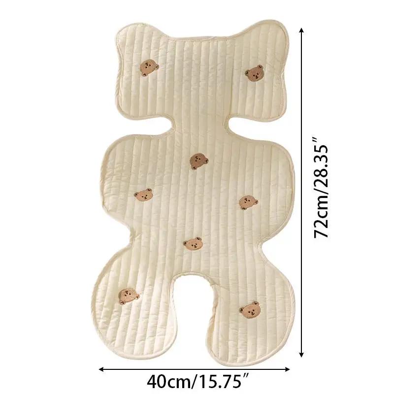 Coussin de siège de poussette pour bébé, ours lapin brodé, toutes saisons, matelas de chariot respir