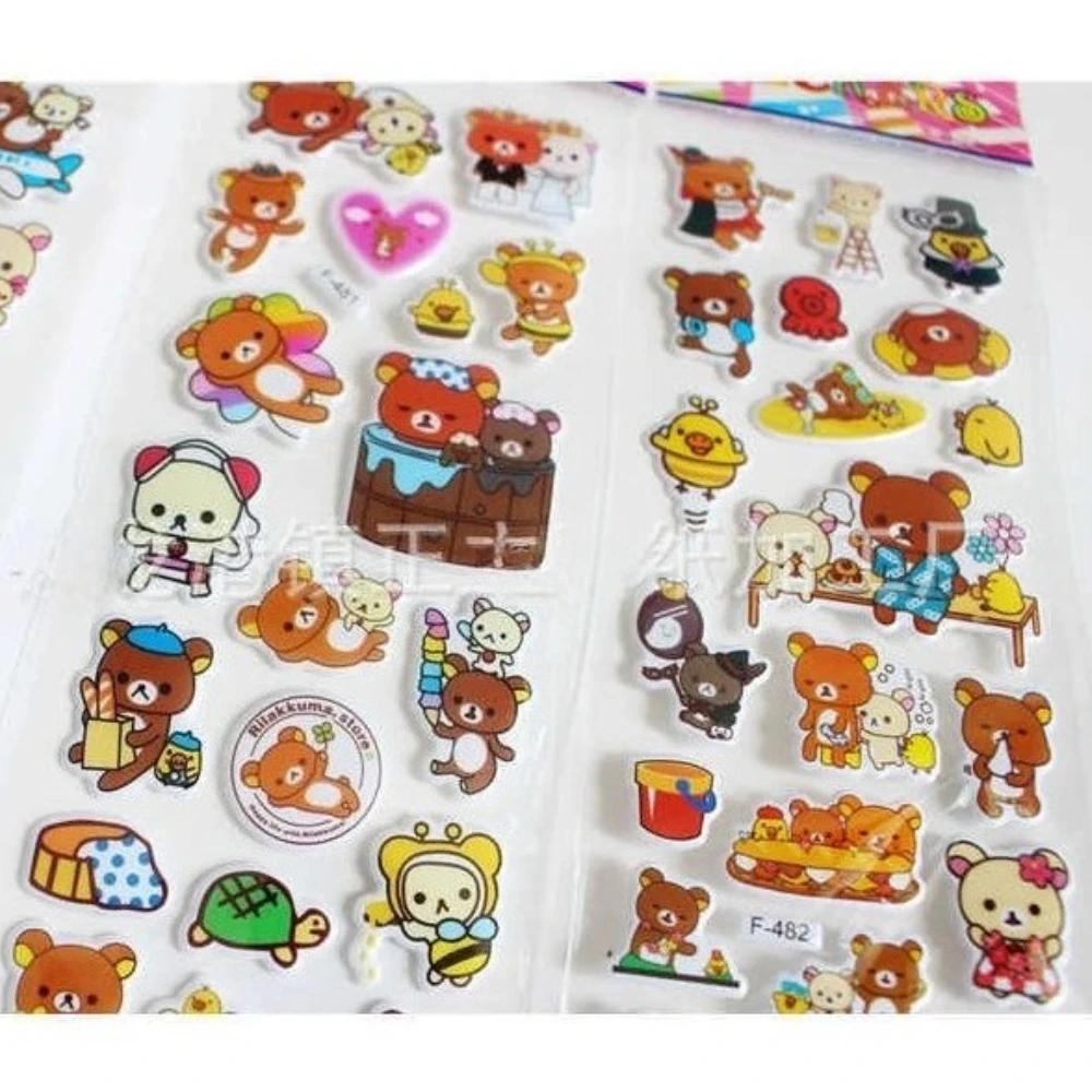 12 feuilles dessin animé Rilakkuma bulle autocollants Kawaii Anime tridimensionnel 3D gonflé en vrac