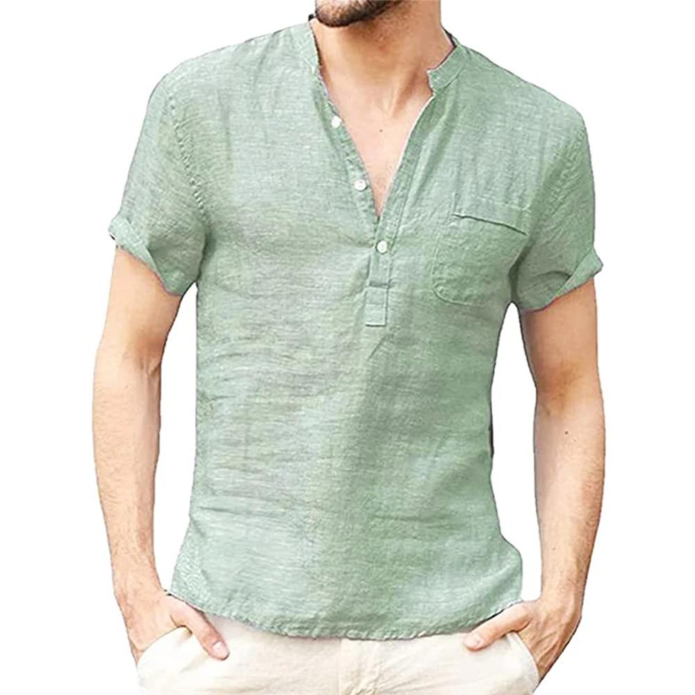 Été nouveau T-shirt à manches courtes pour hommes coton et lin Led décontracté hommes T-shirt chemis