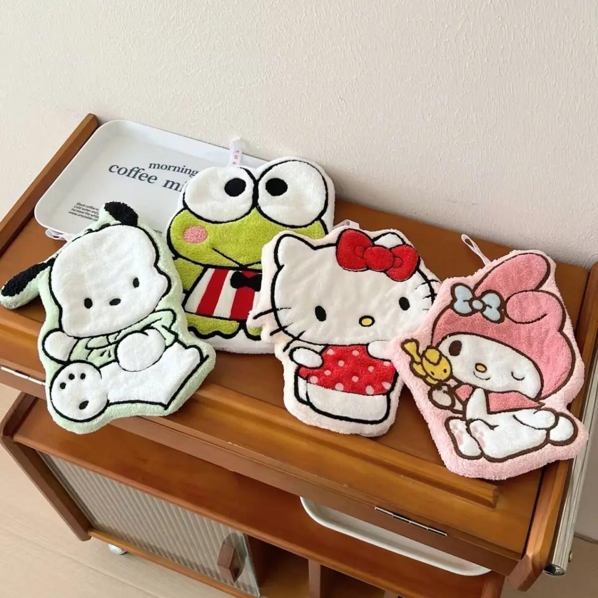 Sanrio Hello Kitty My Melody Pochacco – serviette à main mignonne en polaire corail absorbante, déco