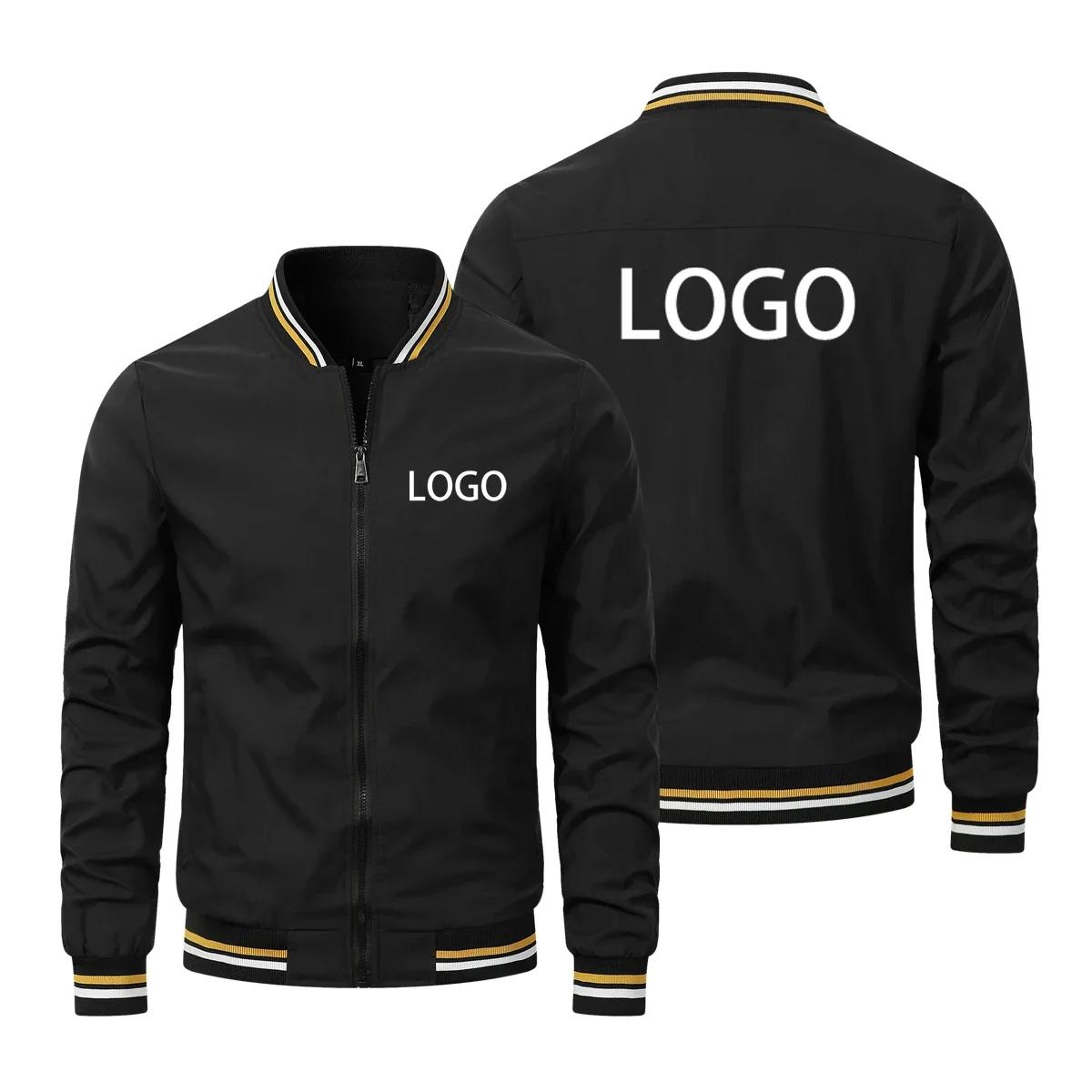 Logo personnalisé hommes vestes marque printemps automne coupe-vent impression manteau à glissière c