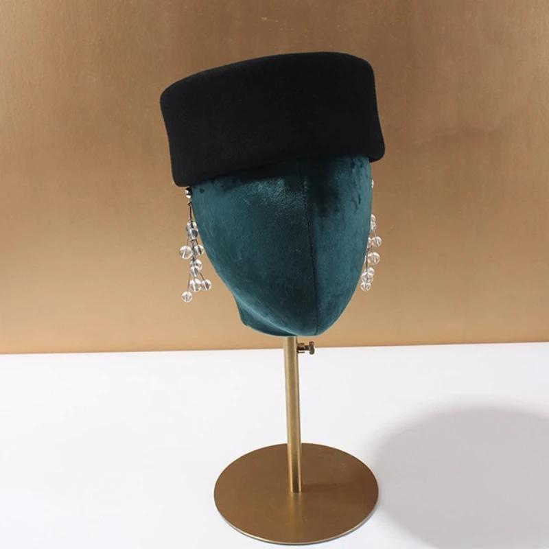Béret en laine de haute qualité pour femmes, chapeau de pilulier rétro britannique, Fedoras français