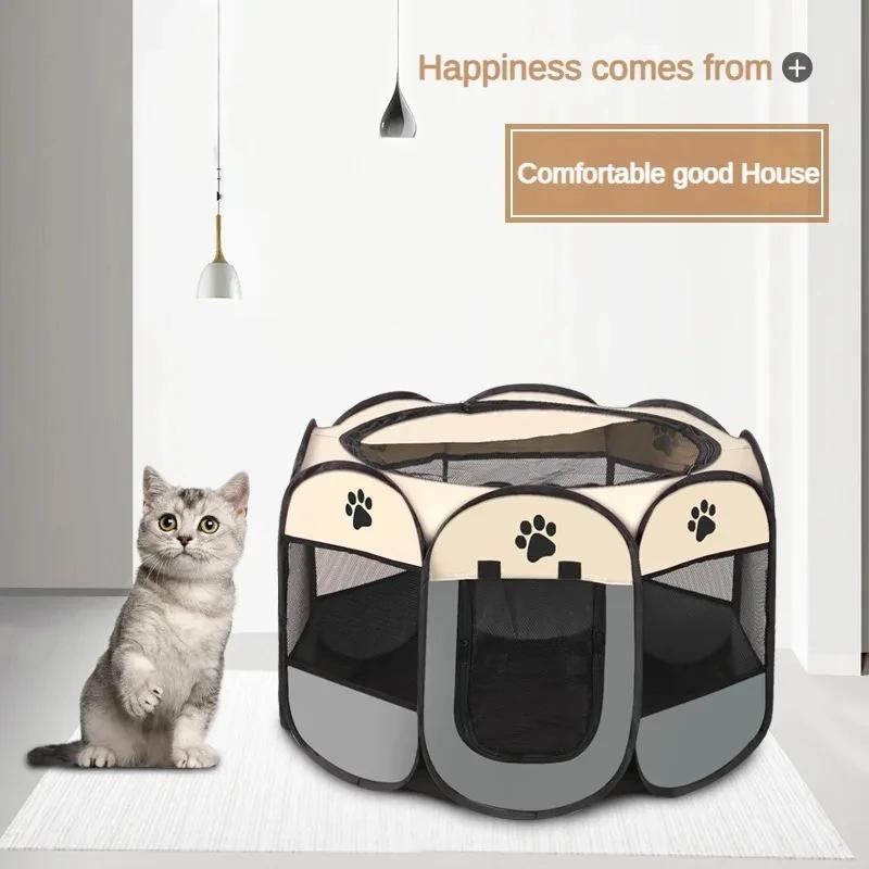 Tente pliable pour animaux de compagnie, poignée Durable, maison pour chat, tissu Oxford, clôture oc