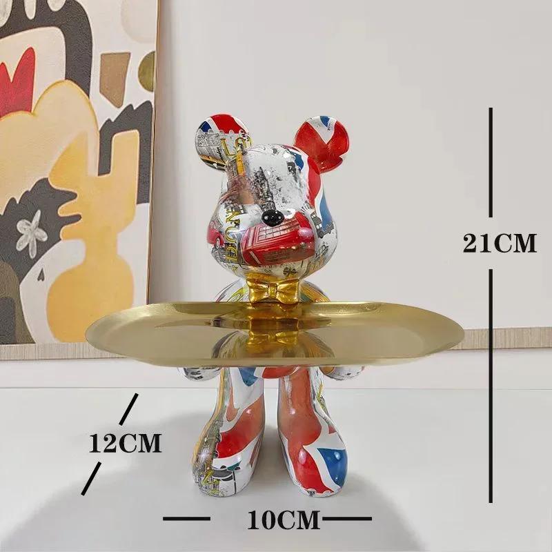 Figurine d'ornement d'ours Graffiti 21cm, décoration de maison, Statue d'animal, étagère de rangemen