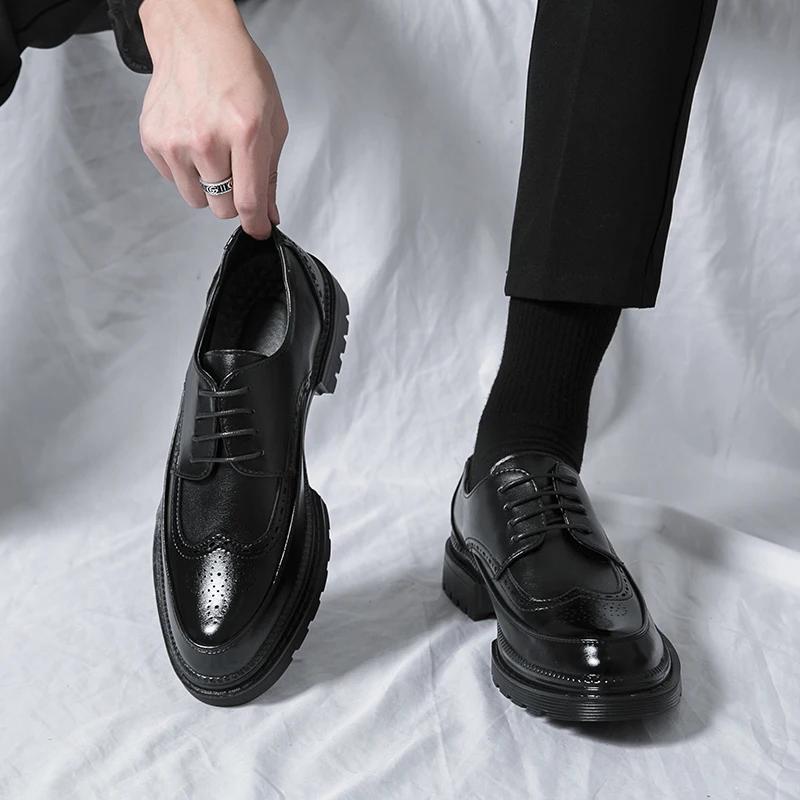 Chaussures en cuir à lacets pour jeunes hommes, chaussures d'affaires formelles, chaussures de maria