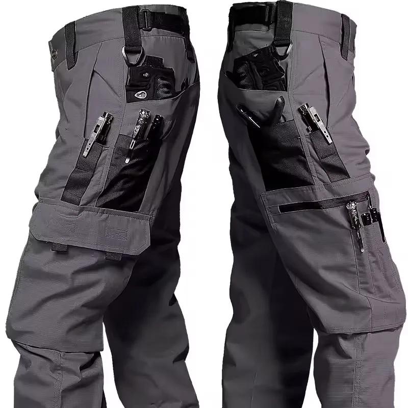 Pantalon de travail multi-poches pour hommes, imperméable, jambe droite, Cargo, résistant à l'usure,