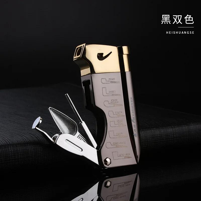 Briquet en métal en forme de pipe, élégant et rechargeable avec flamme latérale, briquet à cigarette
