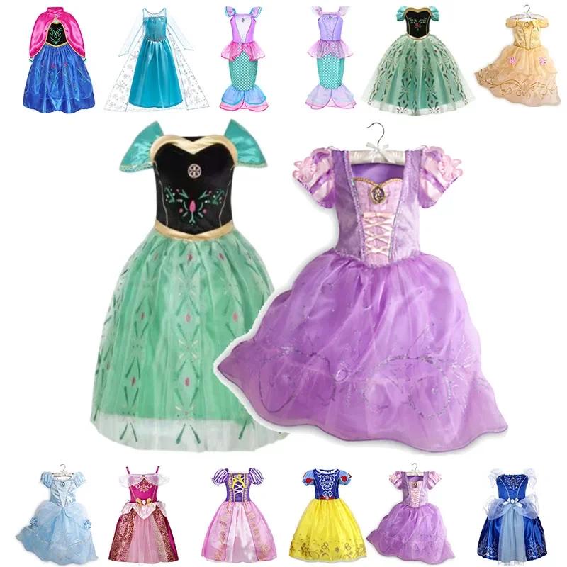 Robe de princesse pour filles, Costume d'halloween Disney, Elsa, Anna, blanche-neige, aurore, Sofia,