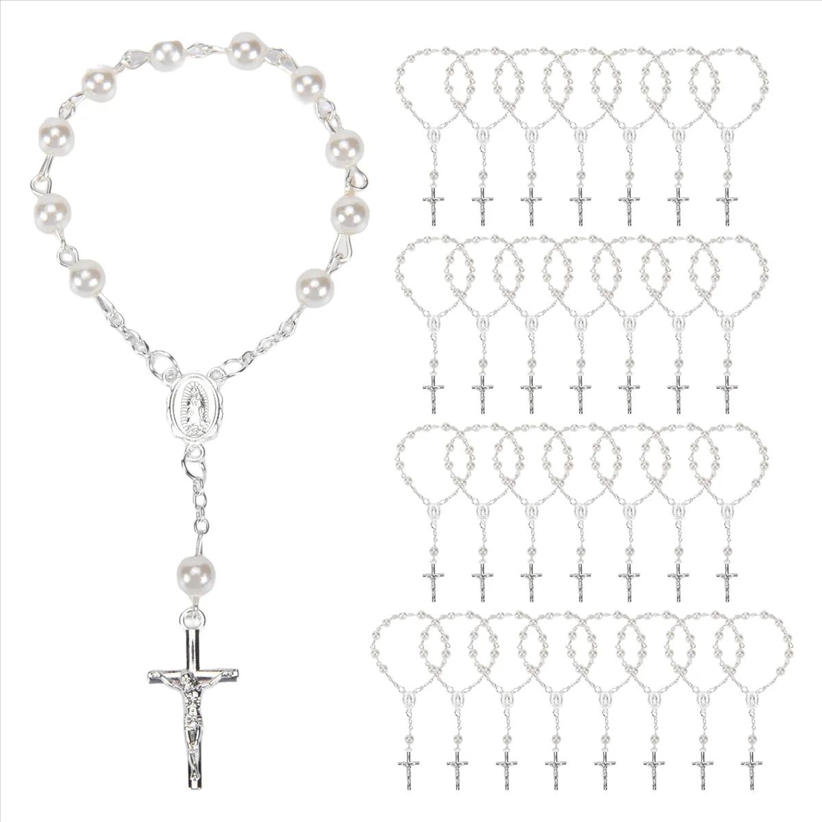 Chapelet de baptême en fausses perles, 30 pièces, pour communion